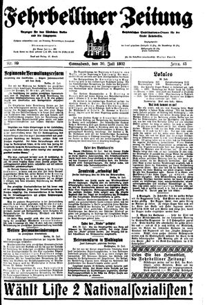 Fehrbelliner Zeitung vom 30.07.1932