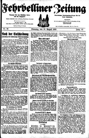 Fehrbelliner Zeitung vom 16.08.1932