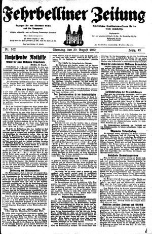 Fehrbelliner Zeitung vom 30.08.1932