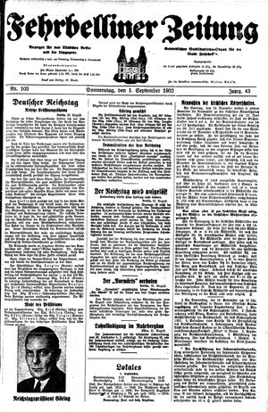 Fehrbelliner Zeitung vom 01.09.1932