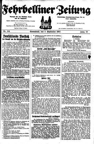 Fehrbelliner Zeitung vom 03.09.1932