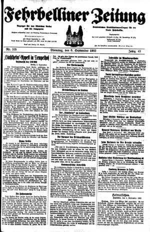 Fehrbelliner Zeitung vom 06.09.1932