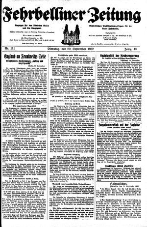 Fehrbelliner Zeitung vom 20.09.1932