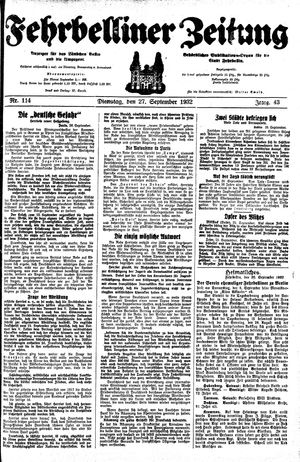 Fehrbelliner Zeitung vom 27.09.1932