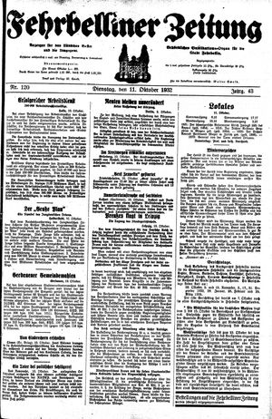 Fehrbelliner Zeitung vom 11.10.1932