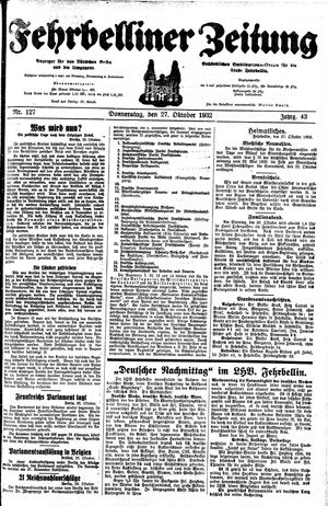 Fehrbelliner Zeitung on Oct 27, 1932