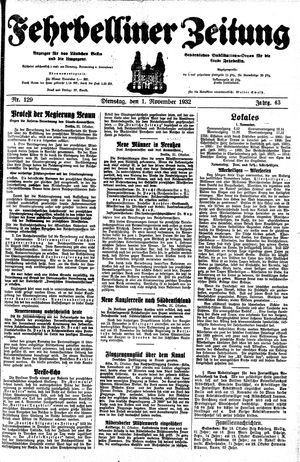 Fehrbelliner Zeitung vom 01.11.1932