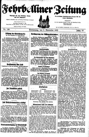 Fehrbelliner Zeitung vom 03.11.1932