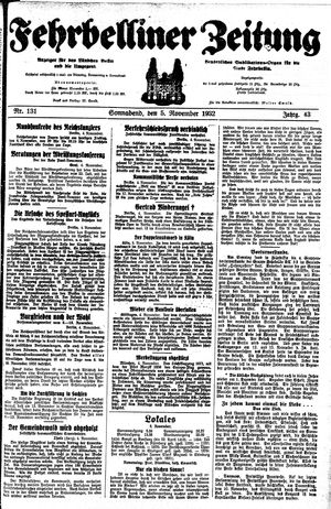 Fehrbelliner Zeitung vom 05.11.1932