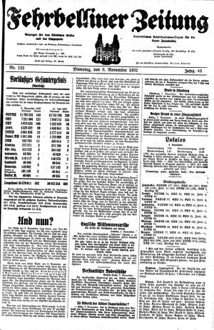 Fehrbelliner Zeitung vom 08.11.1932