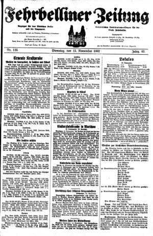 Fehrbelliner Zeitung on Nov 15, 1932