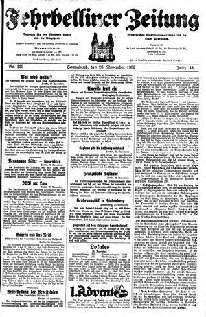 Fehrbelliner Zeitung vom 26.11.1932