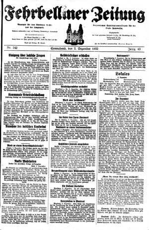 Fehrbelliner Zeitung vom 03.12.1932