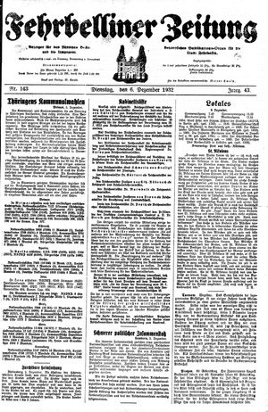 Fehrbelliner Zeitung vom 06.12.1932