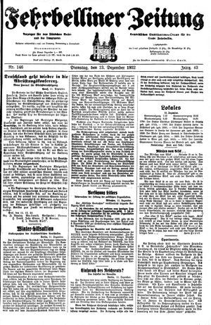 Fehrbelliner Zeitung vom 13.12.1932