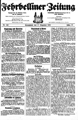 Fehrbelliner Zeitung vom 17.12.1932