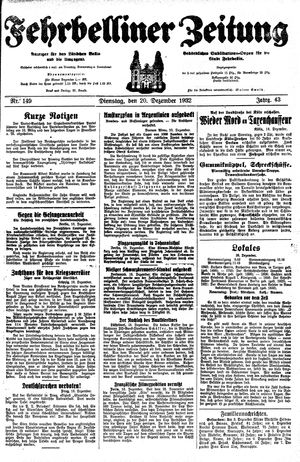 Fehrbelliner Zeitung vom 20.12.1932