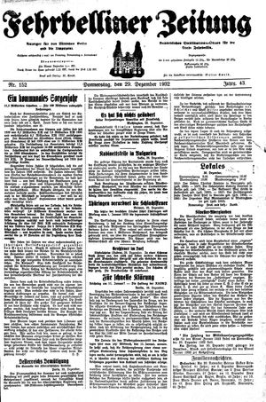 Fehrbelliner Zeitung vom 29.12.1932