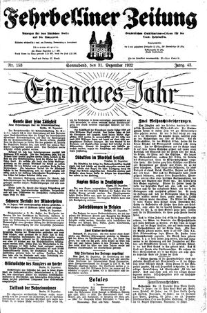 Fehrbelliner Zeitung vom 31.12.1932