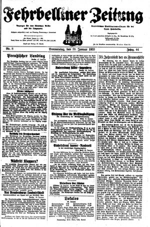 Fehrbelliner Zeitung vom 19.01.1933