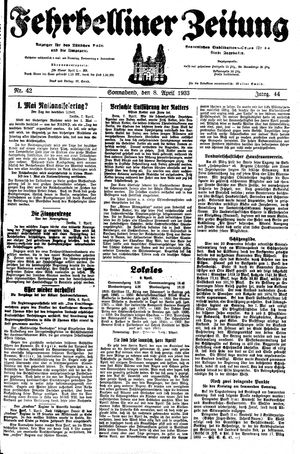 Fehrbelliner Zeitung on Apr 8, 1933