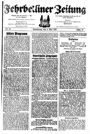 Fehrbelliner Zeitung vom 04.05.1933