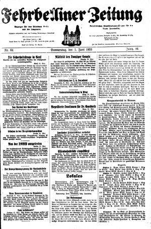 Fehrbelliner Zeitung vom 01.06.1933