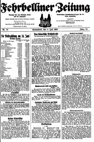 Fehrbelliner Zeitung vom 08.07.1933