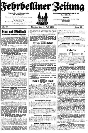 Fehrbelliner Zeitung vom 11.07.1933