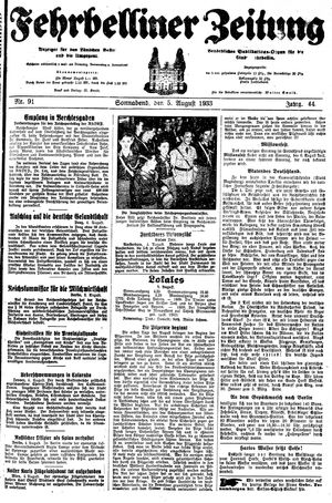 Fehrbelliner Zeitung vom 05.08.1933