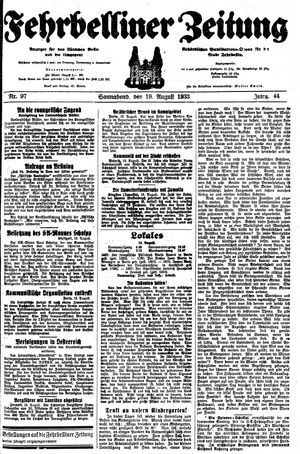 Fehrbelliner Zeitung vom 19.08.1933