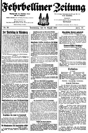 Fehrbelliner Zeitung vom 24.08.1933