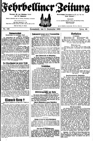 Fehrbelliner Zeitung vom 09.09.1933