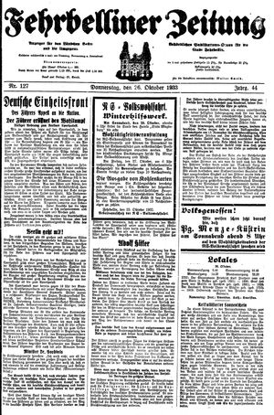Fehrbelliner Zeitung vom 26.10.1933