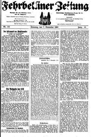 Fehrbelliner Zeitung vom 07.11.1933