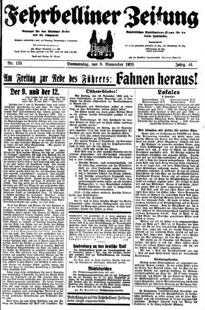 Fehrbelliner Zeitung vom 09.11.1933