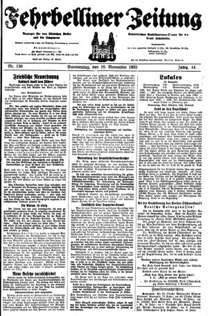 Fehrbelliner Zeitung vom 16.11.1933