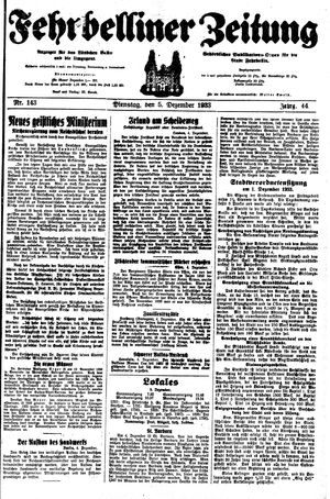 Fehrbelliner Zeitung vom 05.12.1933
