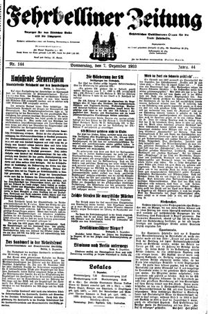 Fehrbelliner Zeitung vom 07.12.1933