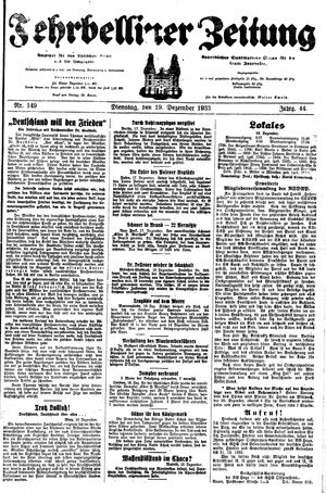 Fehrbelliner Zeitung vom 19.12.1933