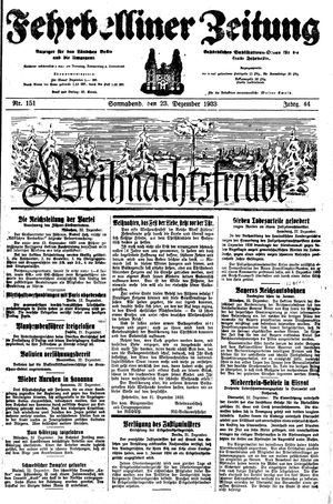 Fehrbelliner Zeitung vom 23.12.1933