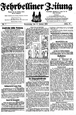 Fehrbelliner Zeitung vom 18.01.1934