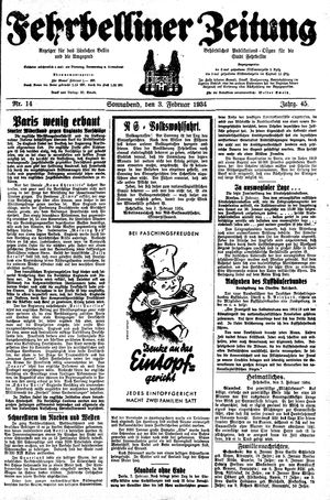 Fehrbelliner Zeitung vom 03.02.1934
