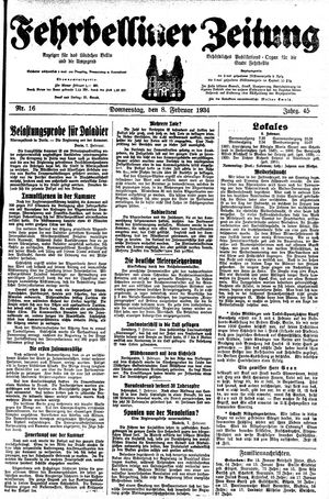 Fehrbelliner Zeitung vom 08.02.1934