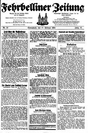 Fehrbelliner Zeitung vom 17.02.1934