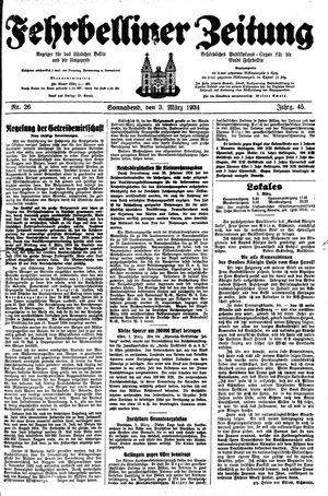 Fehrbelliner Zeitung on Mar 3, 1934