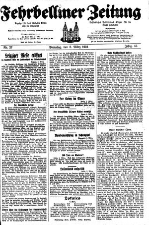Fehrbelliner Zeitung vom 06.03.1934