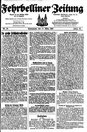 Fehrbelliner Zeitung vom 10.03.1934