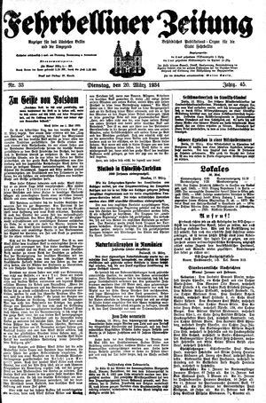 Fehrbelliner Zeitung vom 20.03.1934