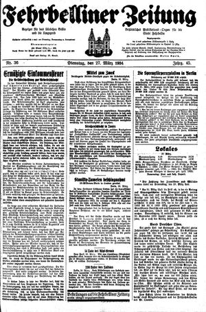 Fehrbelliner Zeitung vom 27.03.1934